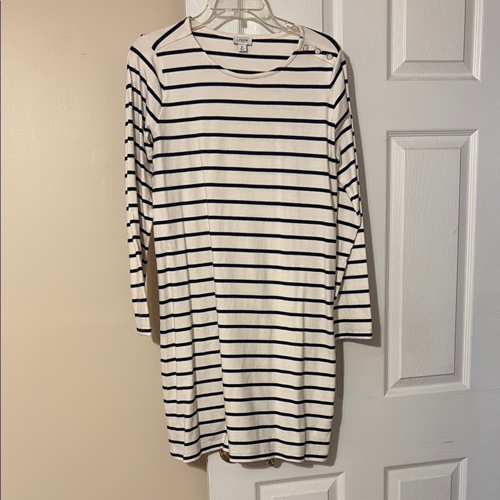 J. Crew Factory Black and White Raglan Long Sleeve Dress